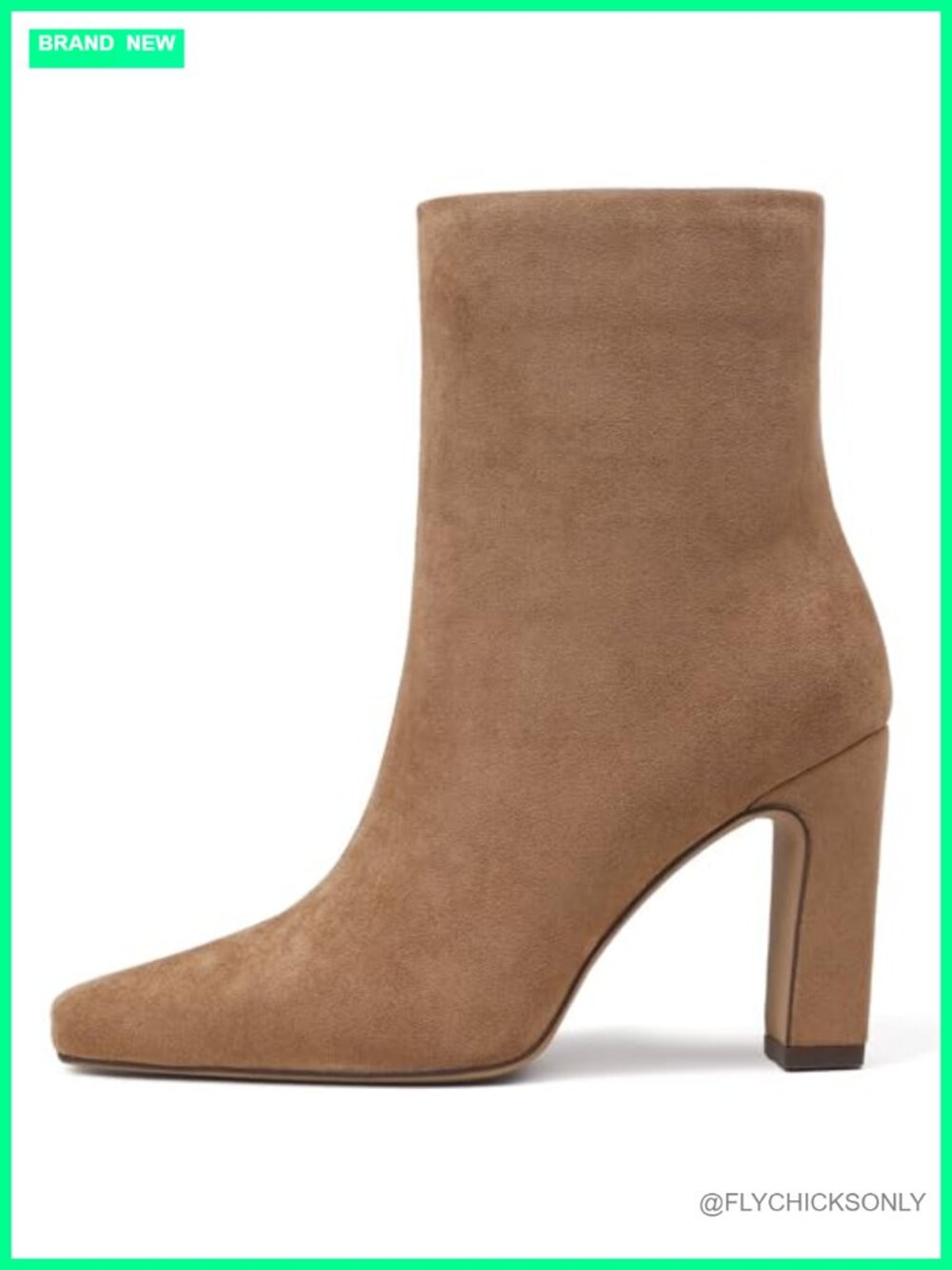 Square Toe Chunky Block Heel Ankle Booties Side Zip Ankle-High Boots